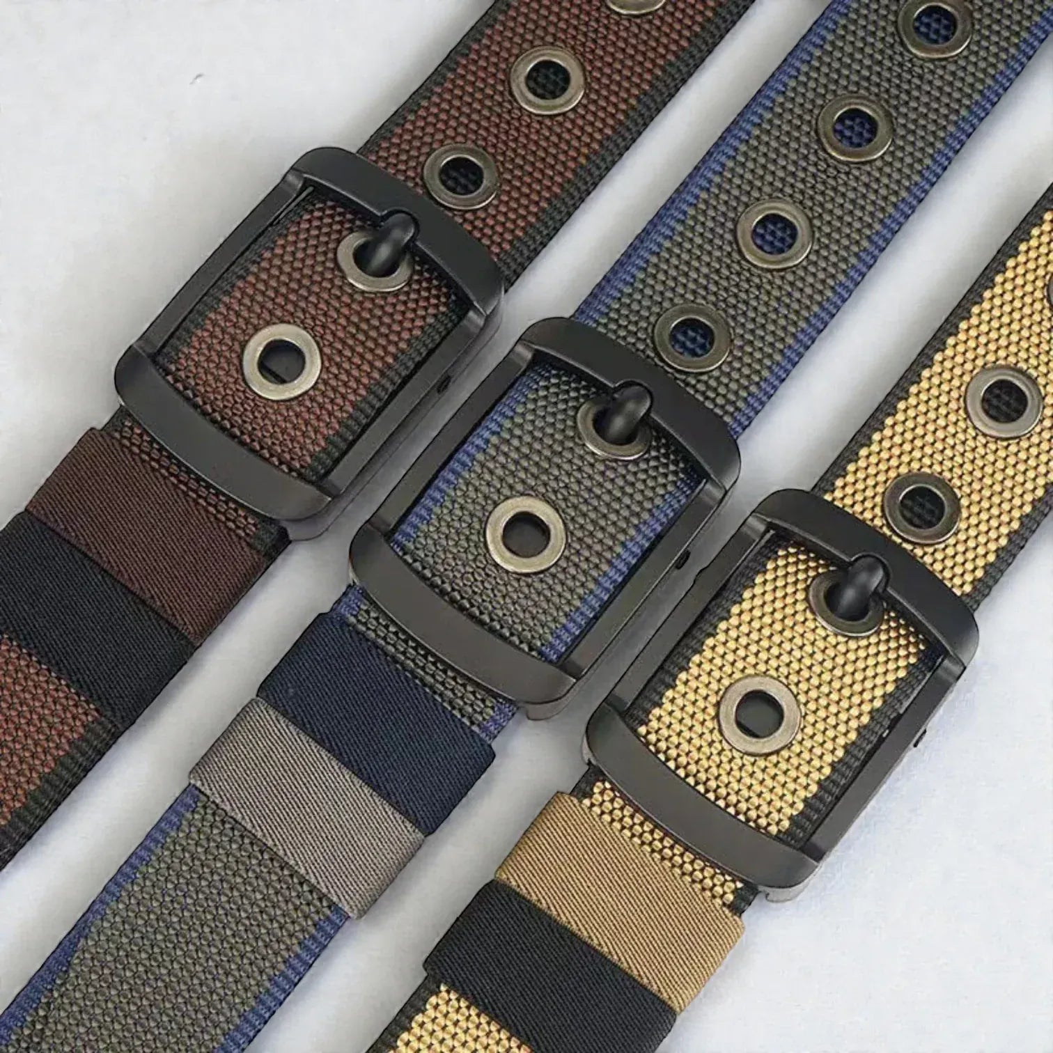 Ceinture pour homme réversible avec toile en nylon et boucle rotative