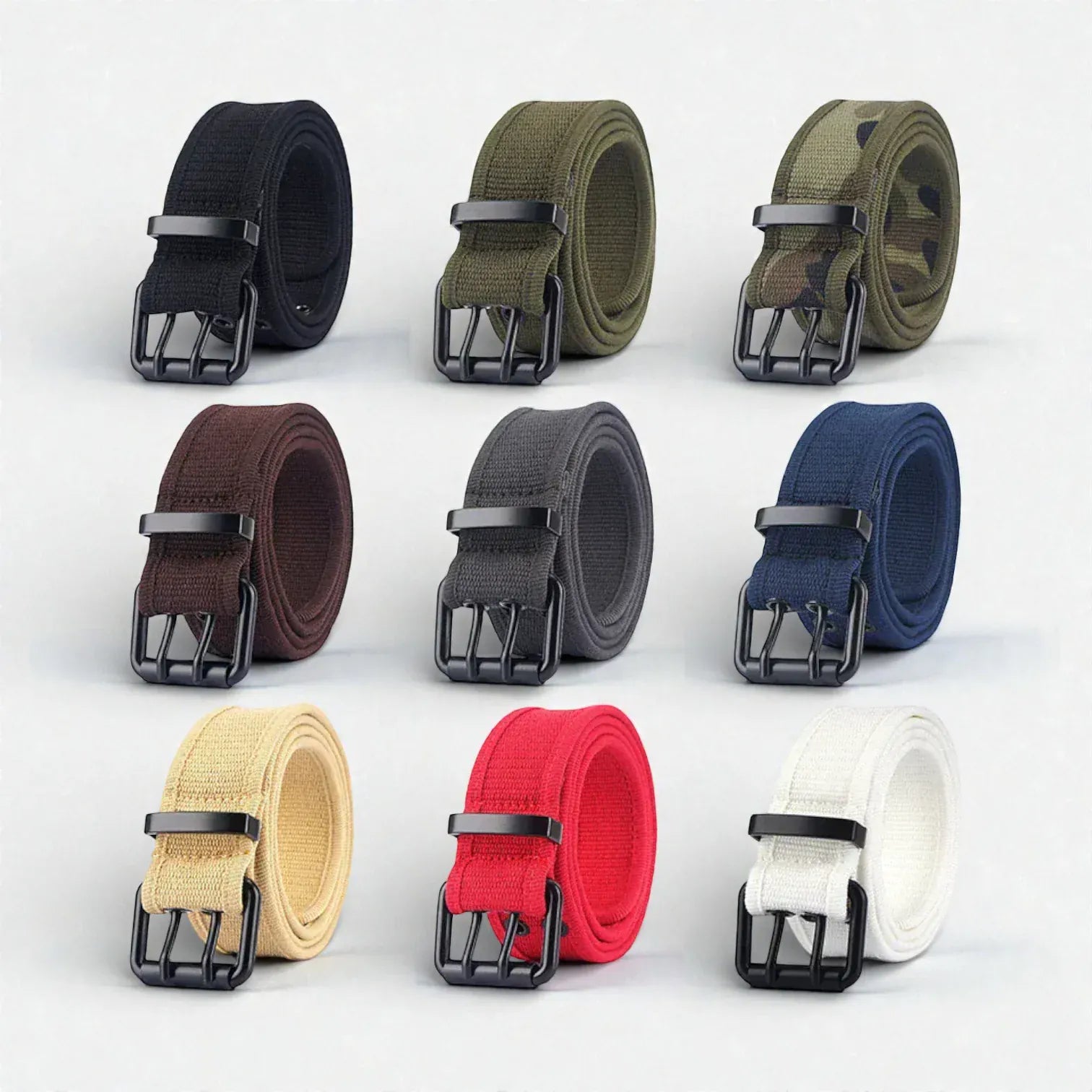Ceinture pour homme toile aspect respirant et double ardillon