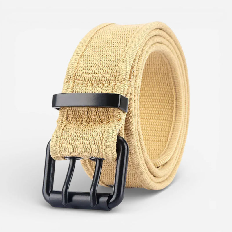 Ceinture pour homme toile aspect respirant et double ardillon