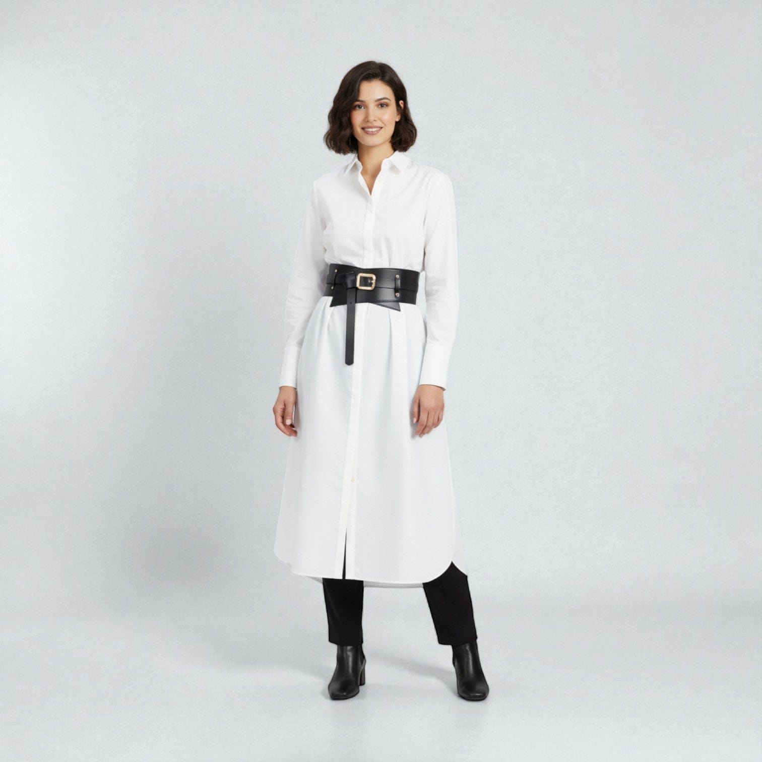 Ceinture large femme en cuir de bovin avec design audacieux