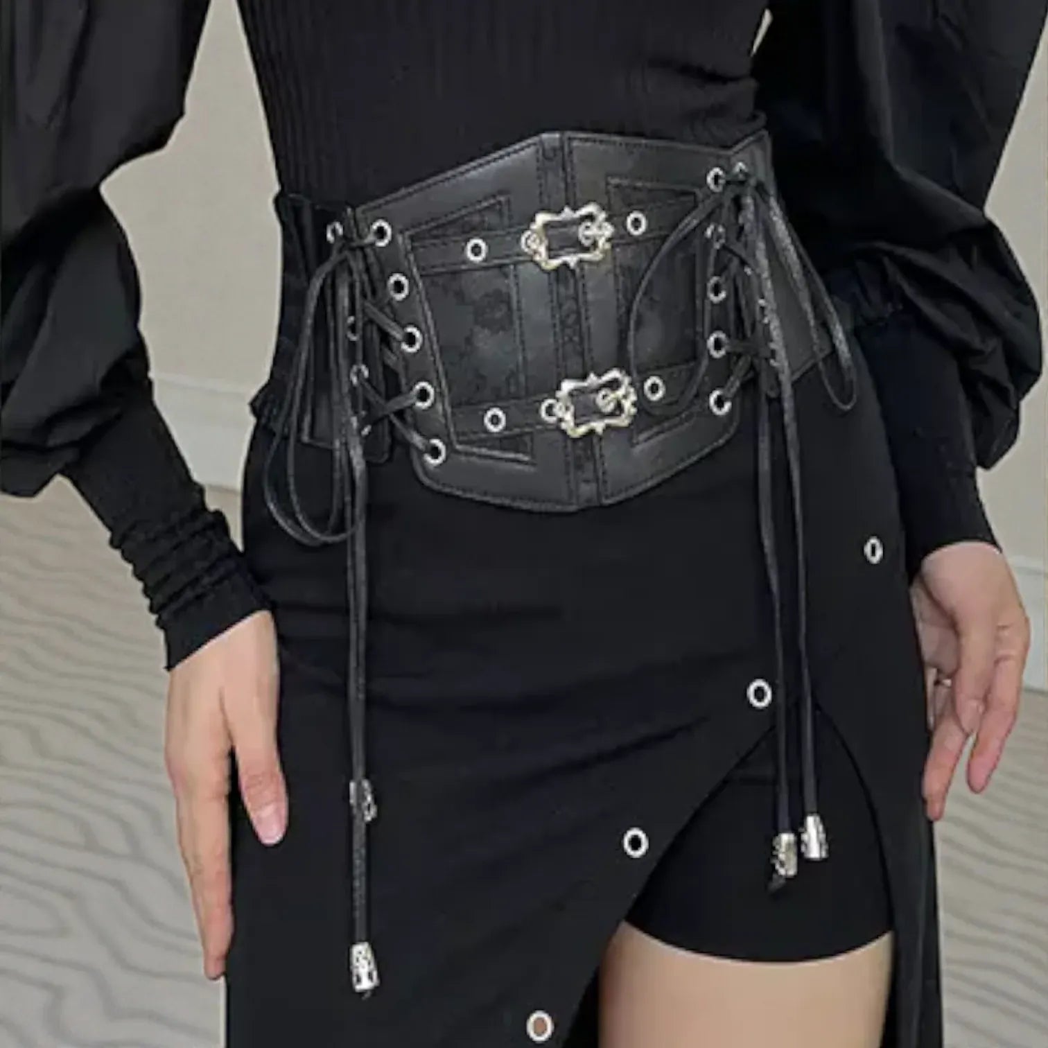 Ceinture pour femme corset simili-cuir ajustement élastique