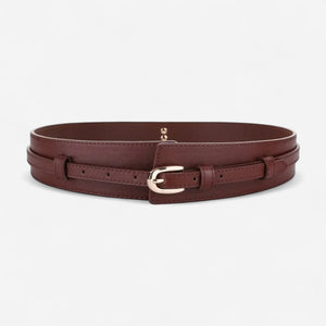 Ceinture large femme double bande élégante en cuir