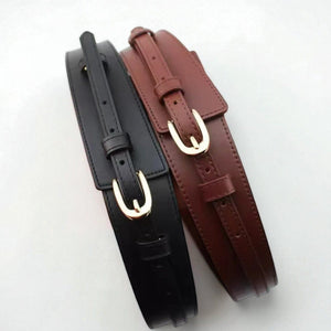 Ceinture large femme double bande élégante en cuir