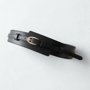 Ceinture large femme double bande élégante en cuir