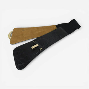 Ceinture large femme ajustable avec boucle dorée
