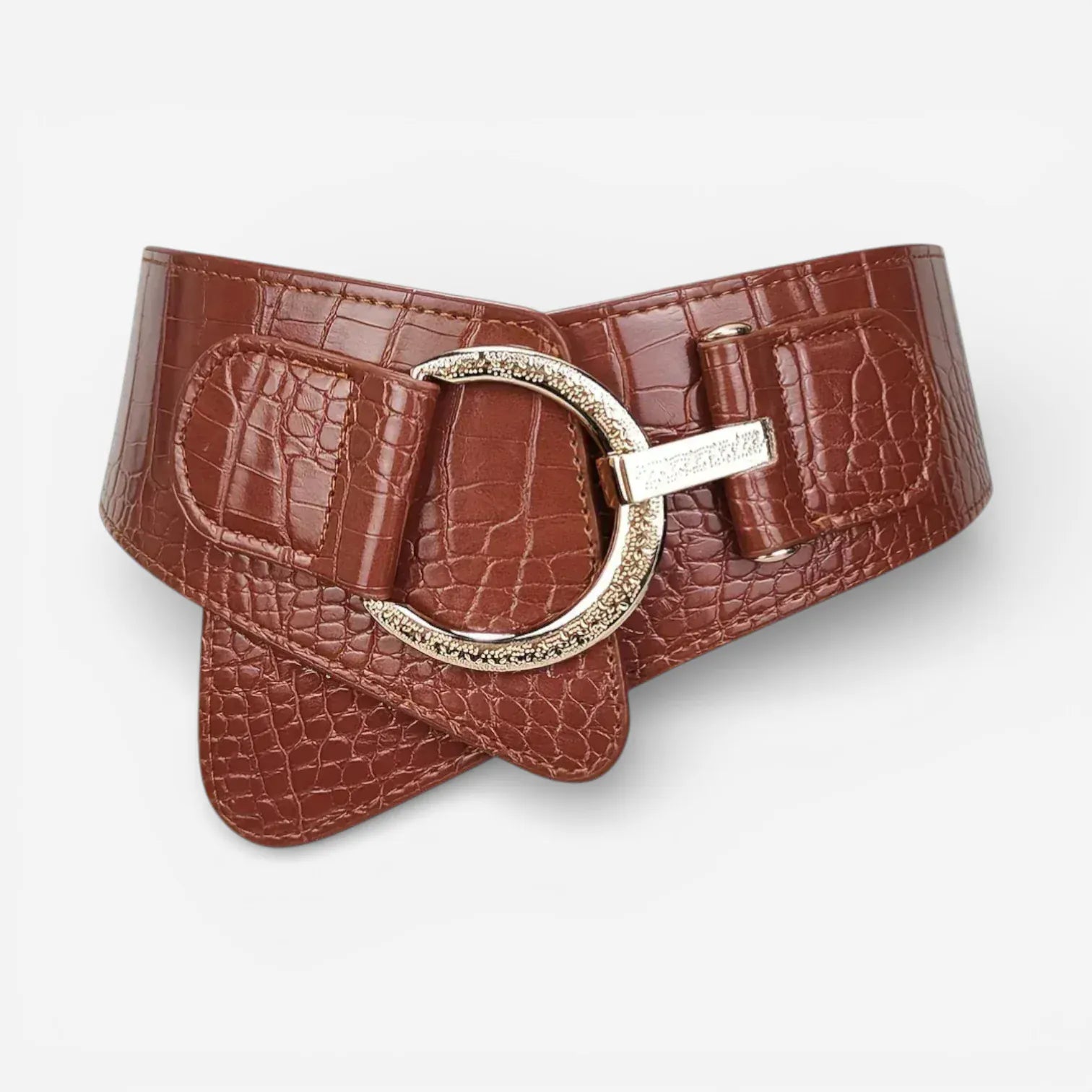 Ceinture large femme ajustable avec boucle dorée