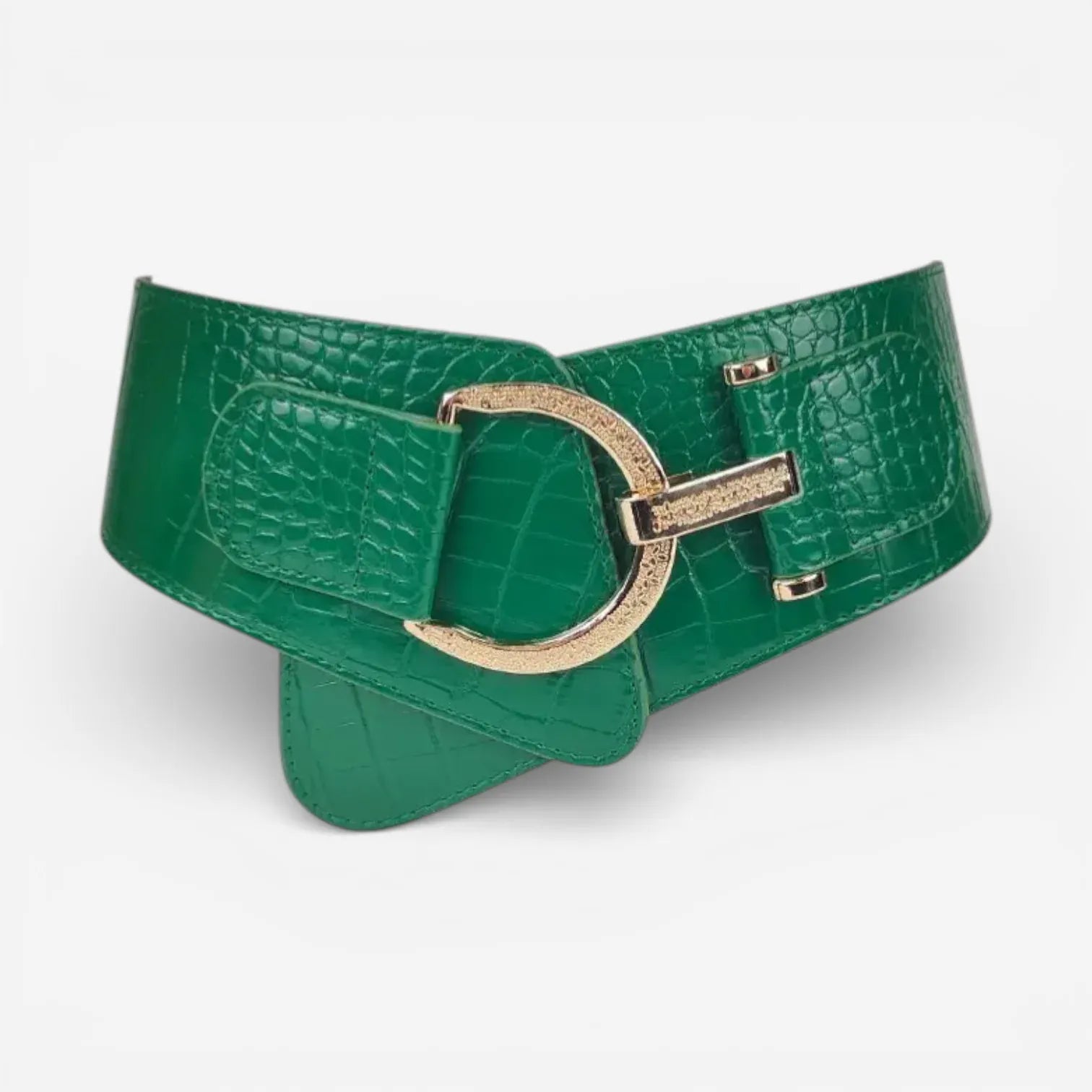 Ceinture large femme ajustable avec boucle dorée