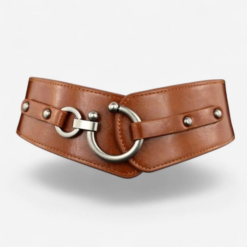 Ceinture large femme à boucle circulaire et finitions soignées