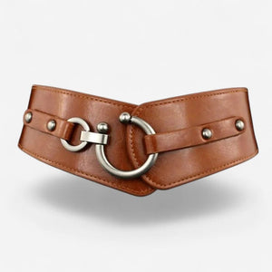 Ceinture large femme à boucle circulaire et finitions soignées
