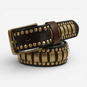 Ceinture luxe homme avec éléments décoratifs dorés