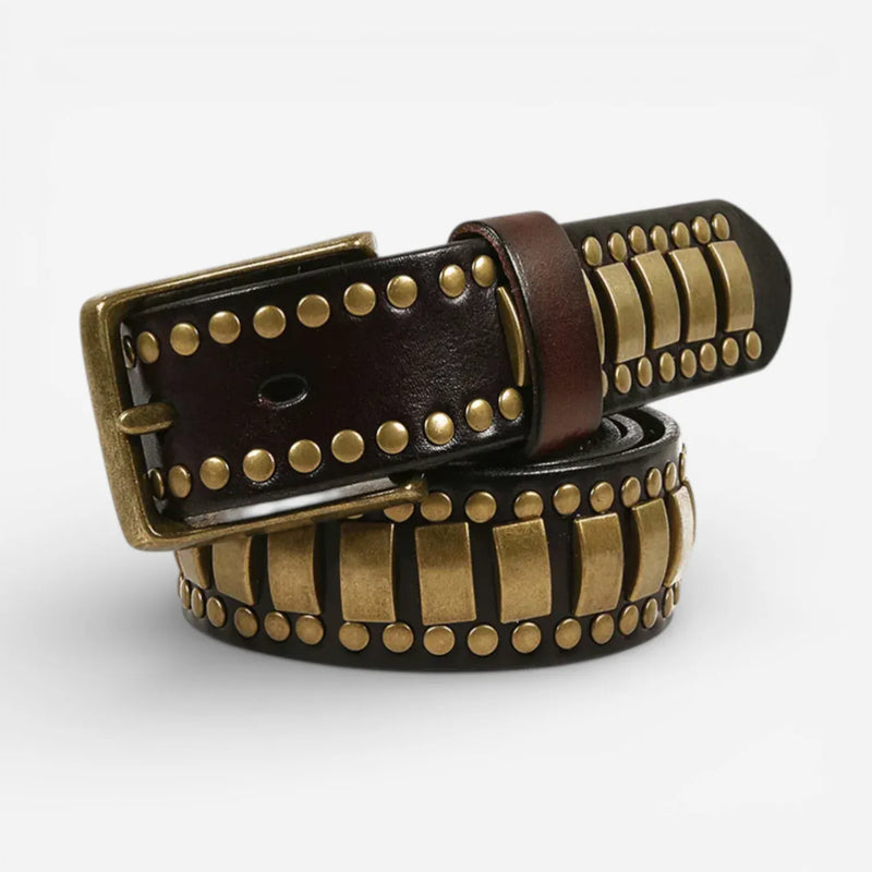 Ceinture luxe homme avec éléments décoratifs dorés