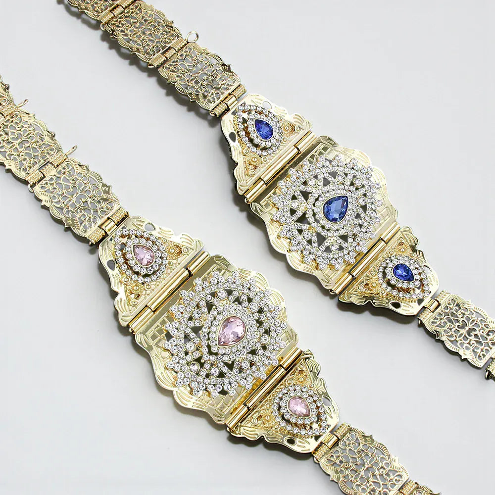 Ceinture pour femme avec pierre décorative et cristaux