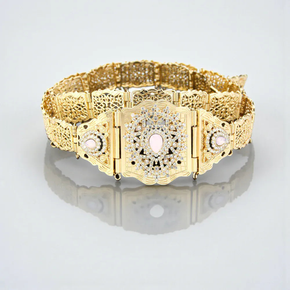 Ceinture pour femme avec pierre décorative et cristaux