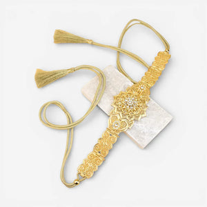 Ceinture à nouer avec chaîne dorée et strass femme