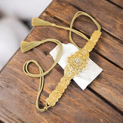 Ceinture à nouer avec chaîne dorée et strass femme