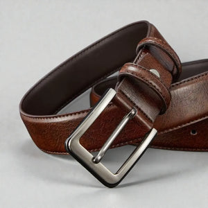 Ceinture marron homme en cuir avec boucle carrée