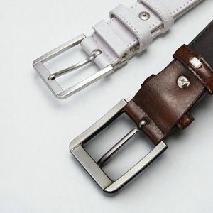 Ceinture marron homme en cuir avec boucle carrée
