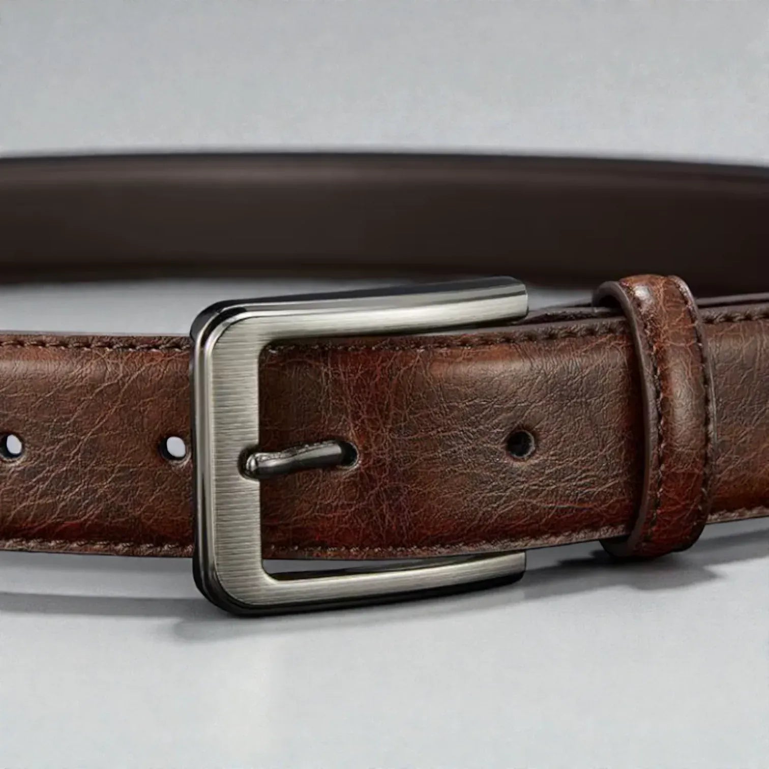 Ceinture marron homme en cuir avec boucle carrée