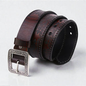 Ceinture pour homme boucle gravée cuir robuste style vintage