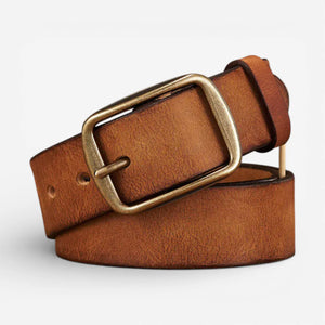 Ceinture marron homme avec boucle laiton vieilli