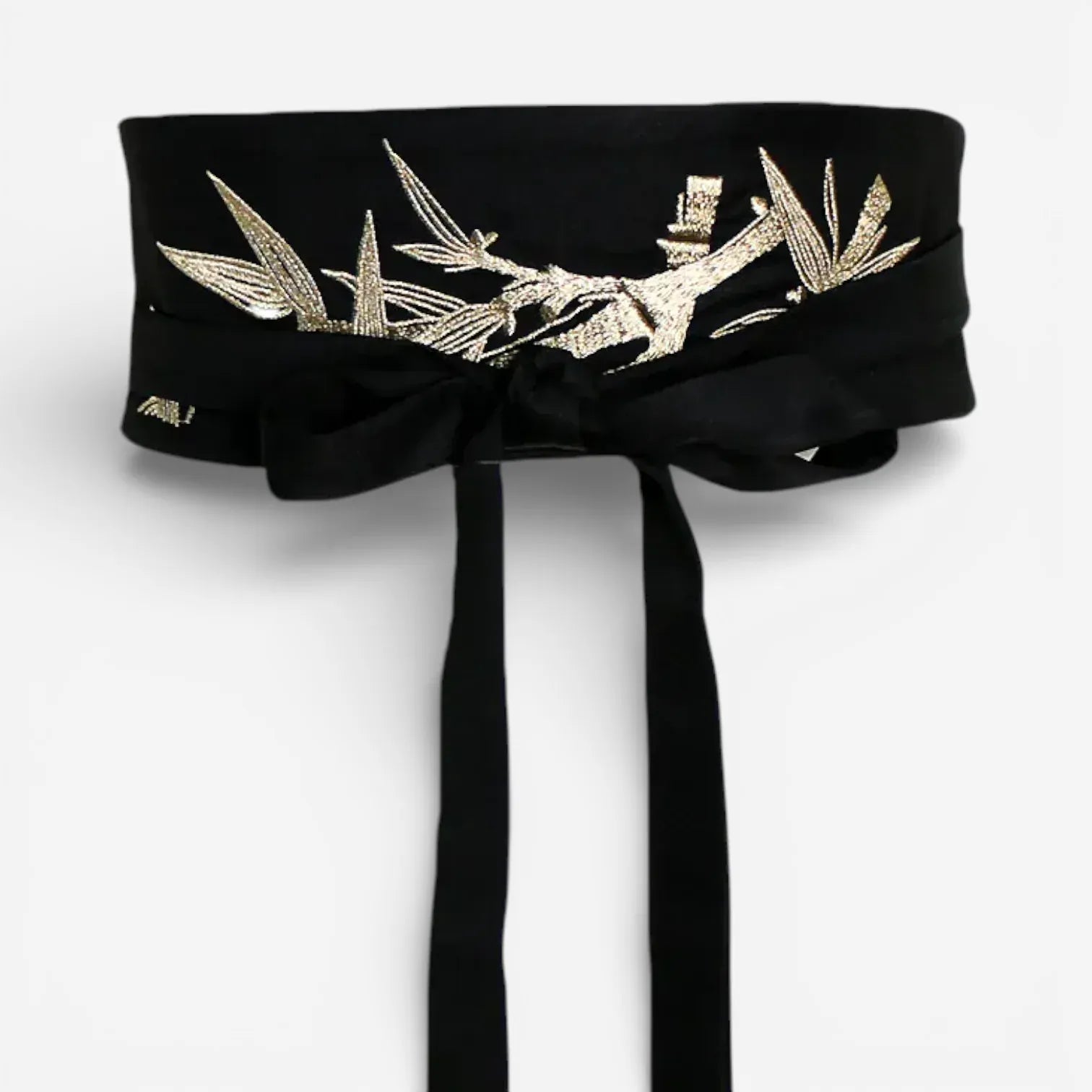 Ceinture obi japonaise tissu noir ajustable