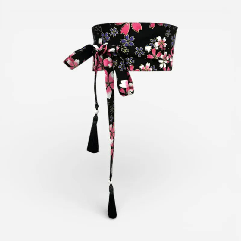 Ceinture obi femme à nouer motif ondulé japonais