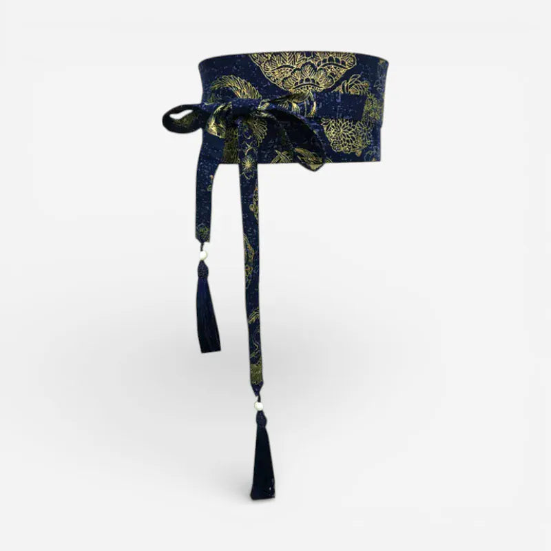 Ceinture obi femme à nouer motif ondulé japonais