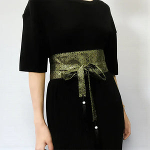 Ceinture obi femme à nouer motif ondulé japonais
