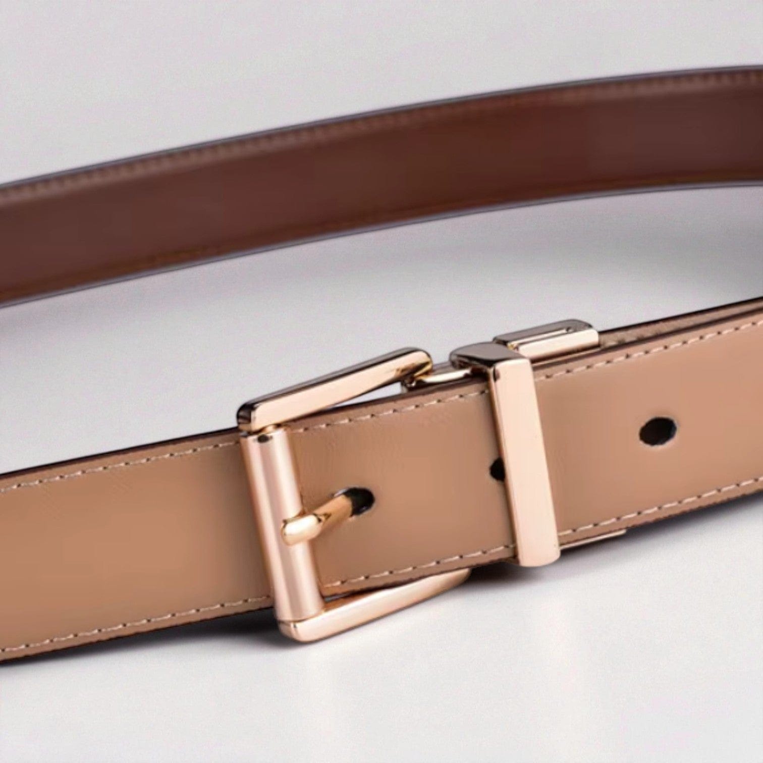 Ceinture réversible homme 2-en-1 avec surface lustrée en cuir