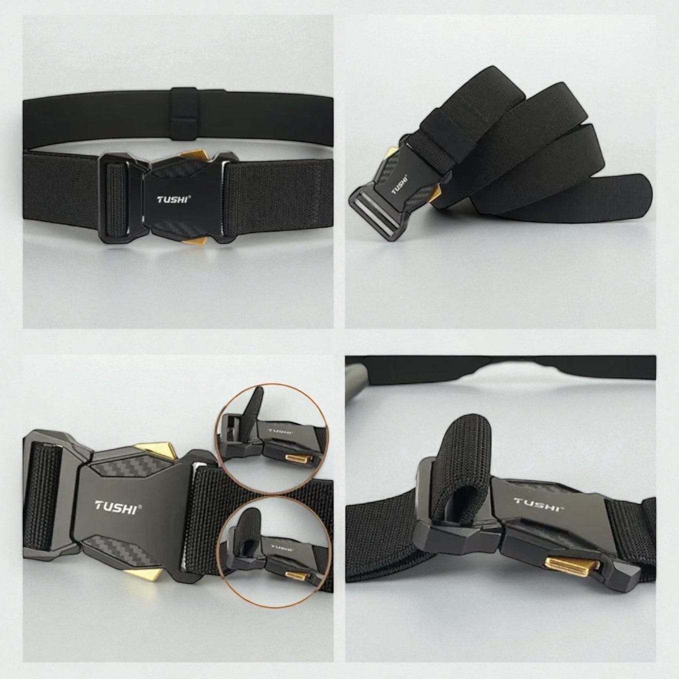 Ceinture tactique homme en matière résistante et boucle à dégagement