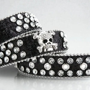 Ceinture tête de mort femme avec strass brillants et design audacieux