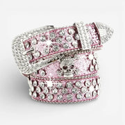 Ceinture tête de mort femme avec strass brillants et design audacieux