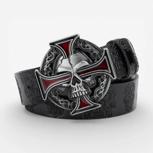 Ceinture tête de mort en cuir robuste et élégant