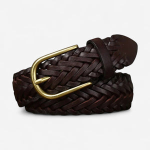 Ceinture tressée cuir souple et ajustement sans trou