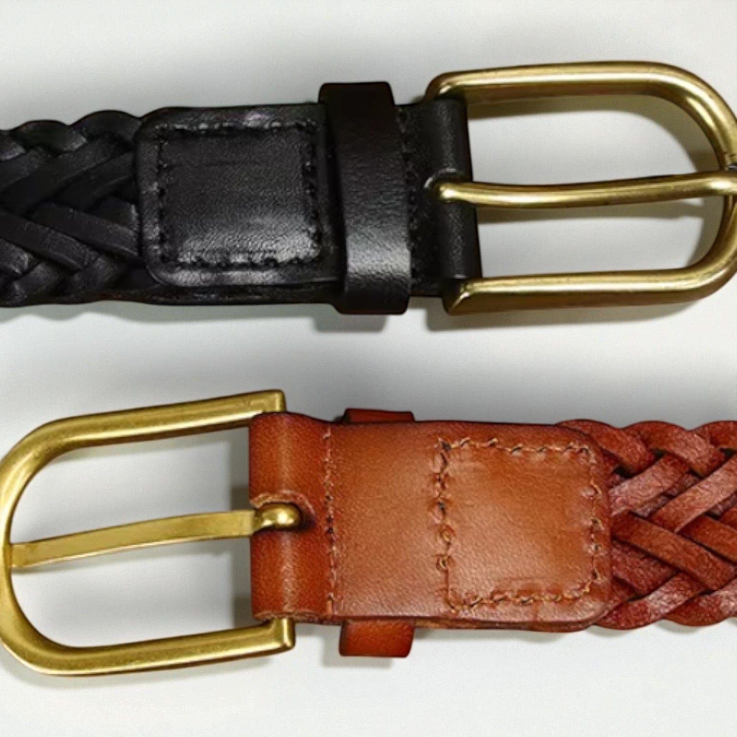 Ceinture tressée cuir souple et ajustement sans trou