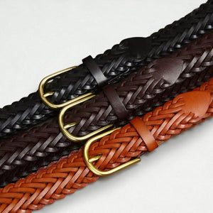 Ceinture tressée cuir souple et ajustement sans trou