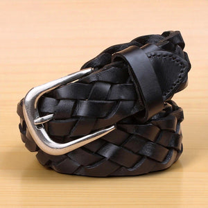 Ceinture tressée femme en cuir avec ajustement sans trou
