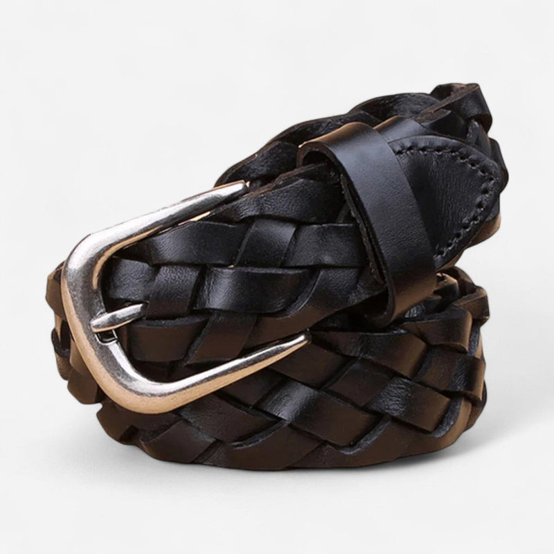 Ceinture tressée femme en cuir avec ajustement sans trou