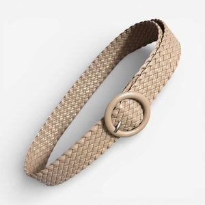Ceinture tressée femme avec boucle ronde design chic