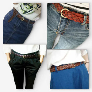 Ceinture tressée femme tricot souple avec boucle dorée