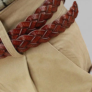 Ceinture tressée femme tricot souple avec boucle dorée