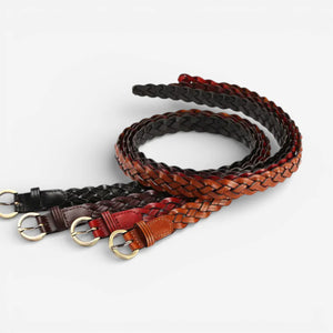 Ceinture tressée femme tricot souple avec boucle dorée