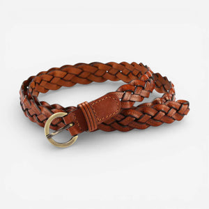 Ceinture tressée femme tricot souple avec boucle dorée