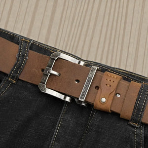 Ceinture cuir vintage homme boucle double ardillon