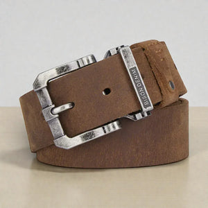 Ceinture cuir vintage homme boucle double ardillon