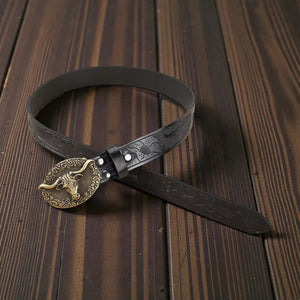 Ceinture Western avec boucle en métal et lanière texturée