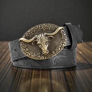 Ceinture Western avec boucle en métal et lanière texturée