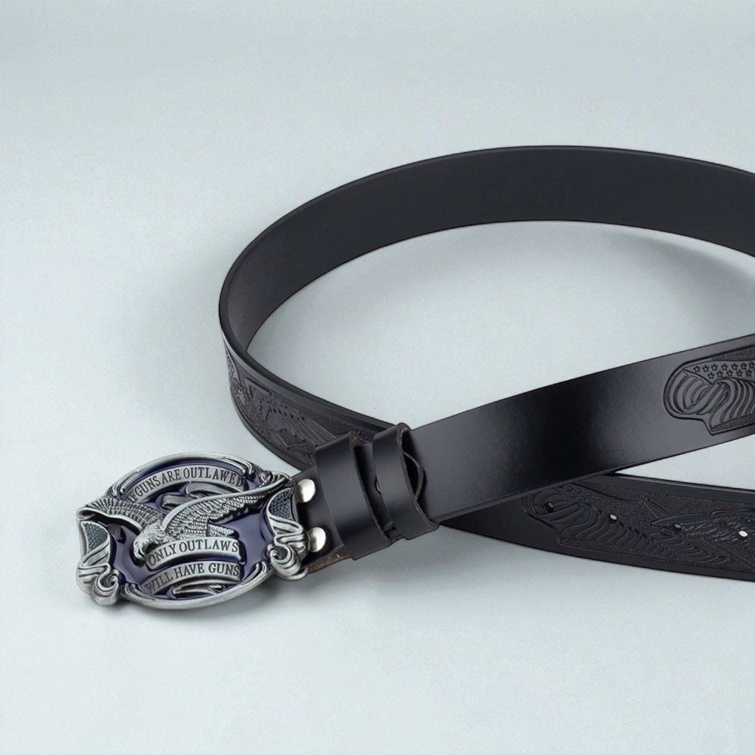 Ceinture Western en cuir avec boucle ornée d'aigle
