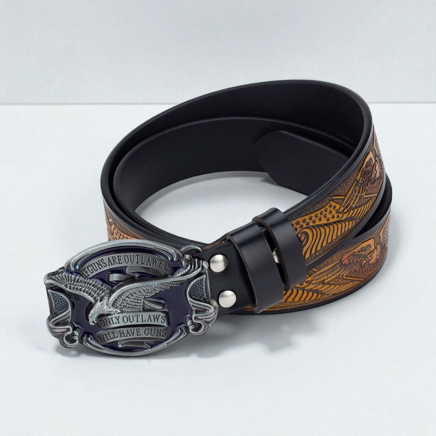 Ceinture Western en cuir avec boucle ornée d'aigle
