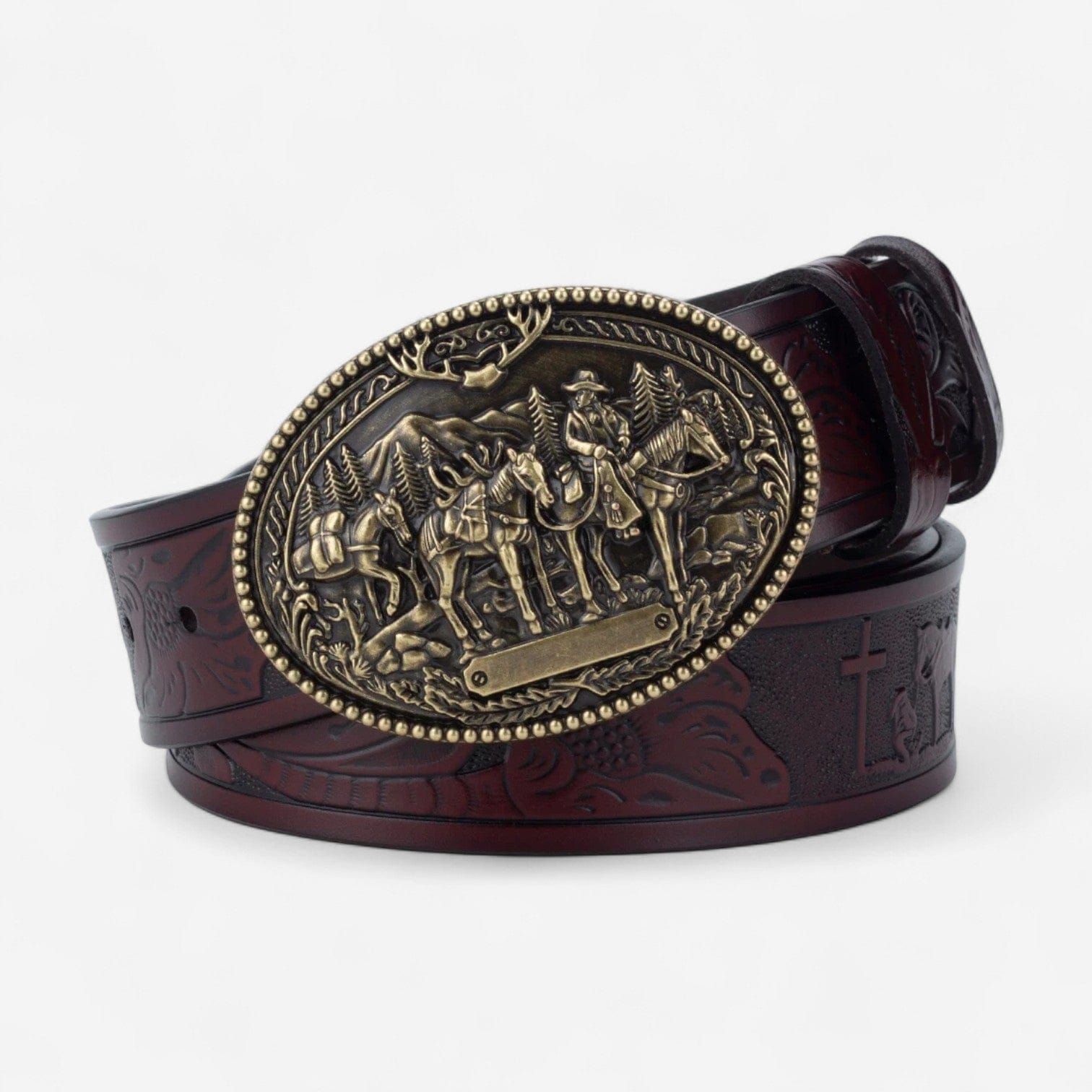 Ceinture western homme avec boucle cowboy et embossage